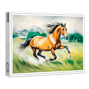 raxxa Premium-Puzzle: Brown Horse Running Across a Meadow