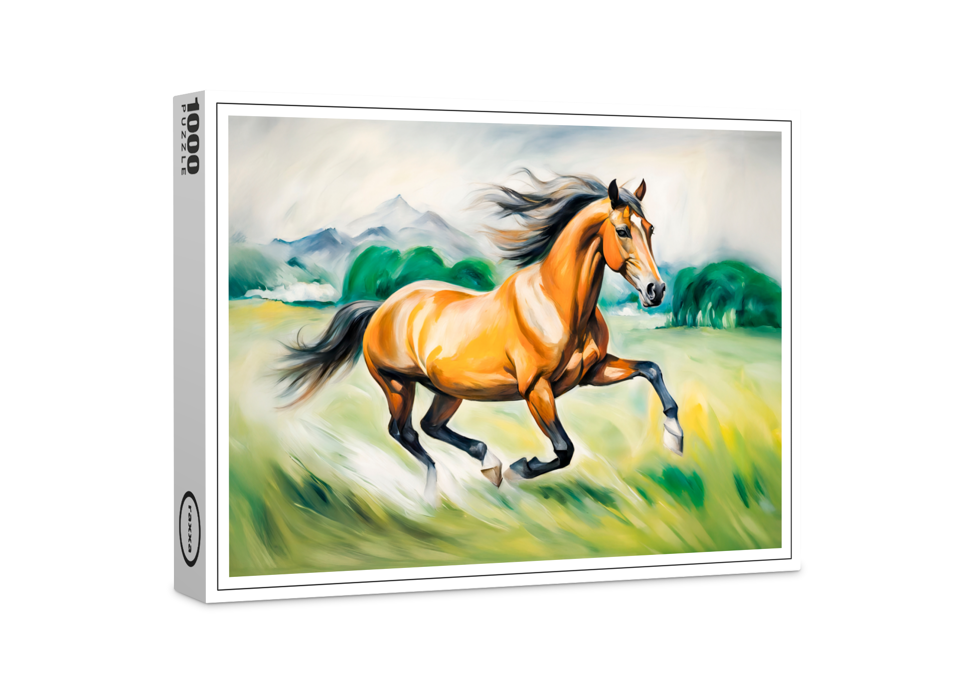 raxxa Premium-Puzzle: Brown Horse Running Across a Meadow