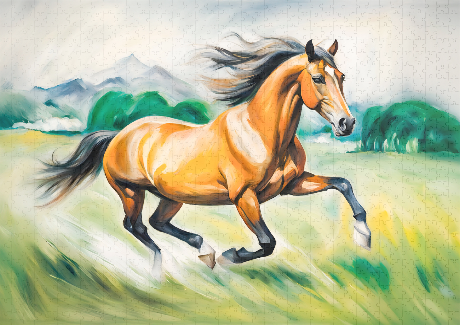 raxxa Premium-Puzzle: Brown Horse Running Across a Meadow – Image 2
