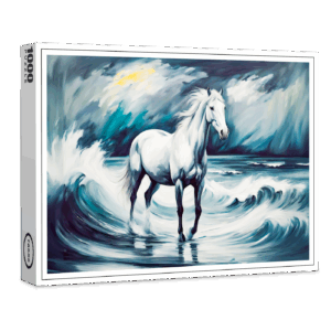 raxxa Premium-Puzzle: White Horse in a Stormy Sea