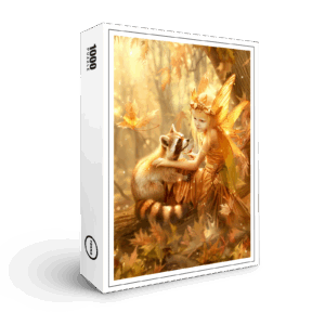 raxxa Premium-Puzzle: Autumn Fairy with Curious Raccoon