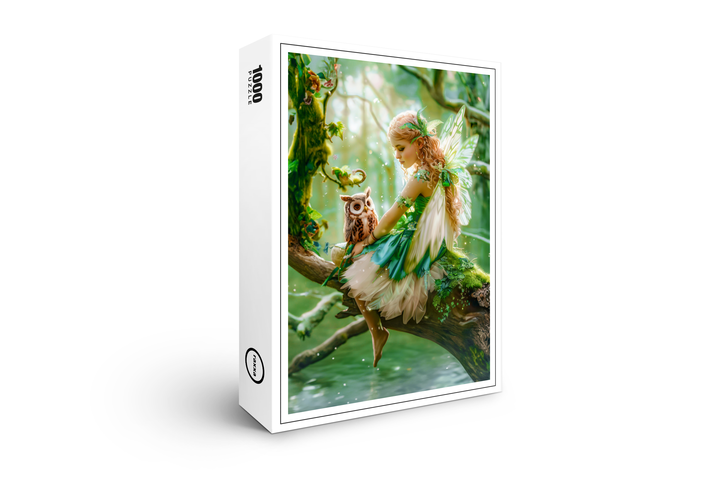 raxxa Premium-Puzzle: Enchanting Fairy with Owl in Forest