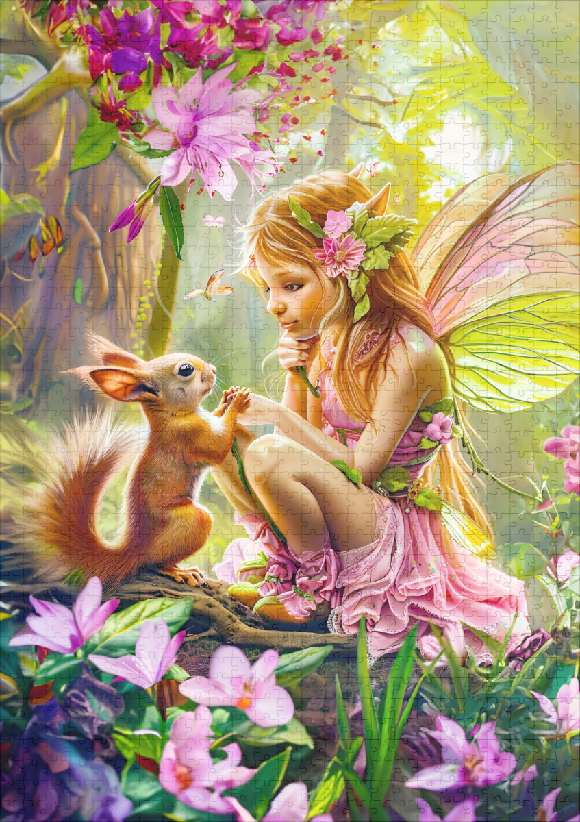 raxxa Premium-Puzzle: Flower Fairy and Playful Squirrel - Image 2