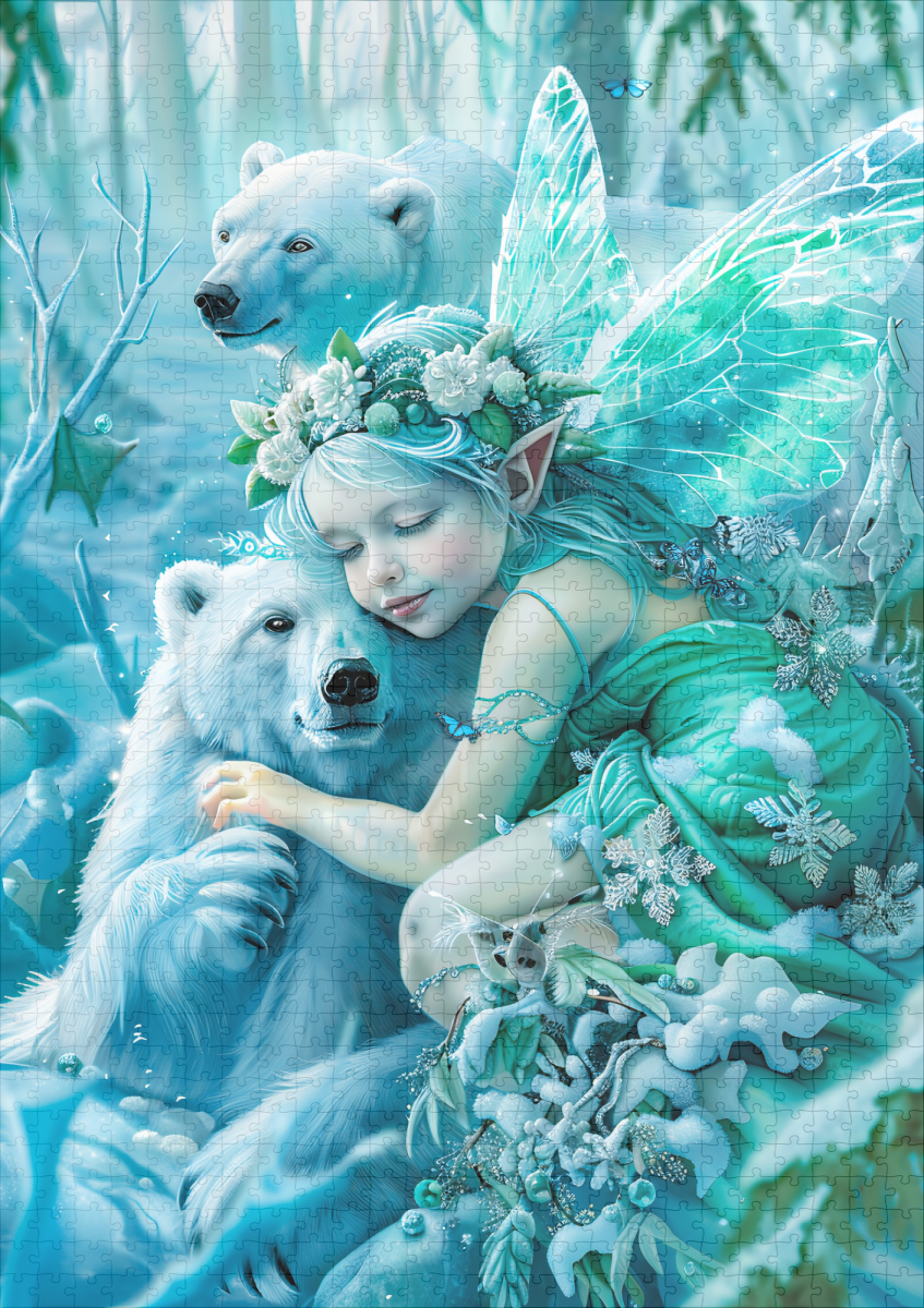 raxxa Premium-Puzzle: Fairy Child and Playful Polar Bears - Image 2