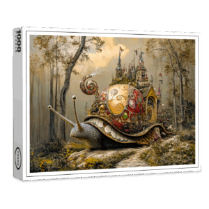 raxxa Premium-Puzzle: Snail with Castle on Its Shell in Fantasy Scene