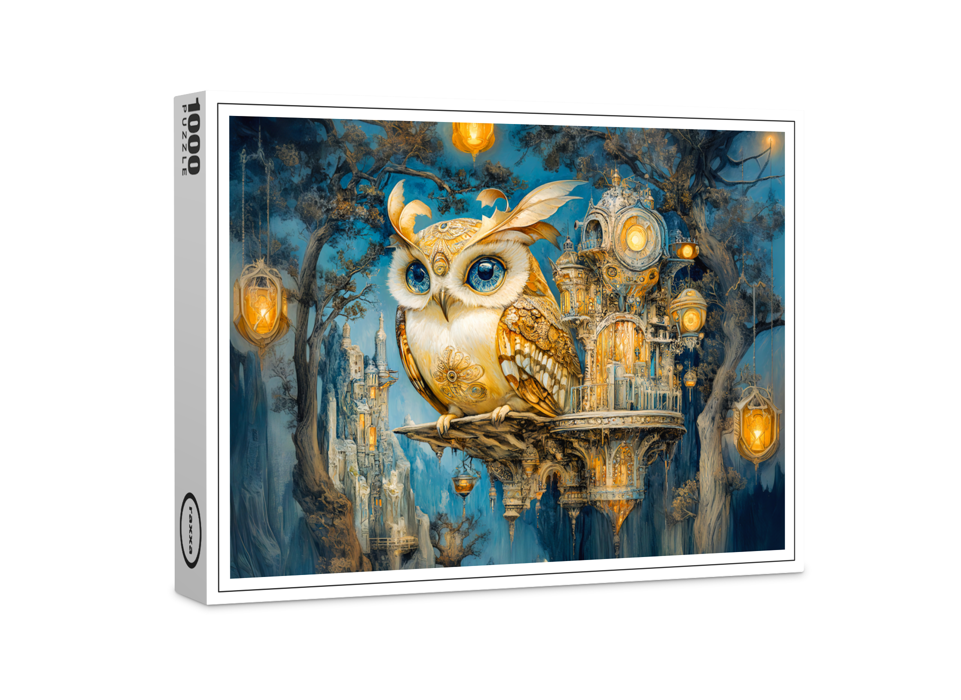 raxxa Premium-Puzzle: Mystical Owl in a Tree Castle at Night