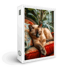 raxxa Premium-Puzzle: Cozy Cat Napping in Comfortable Setting