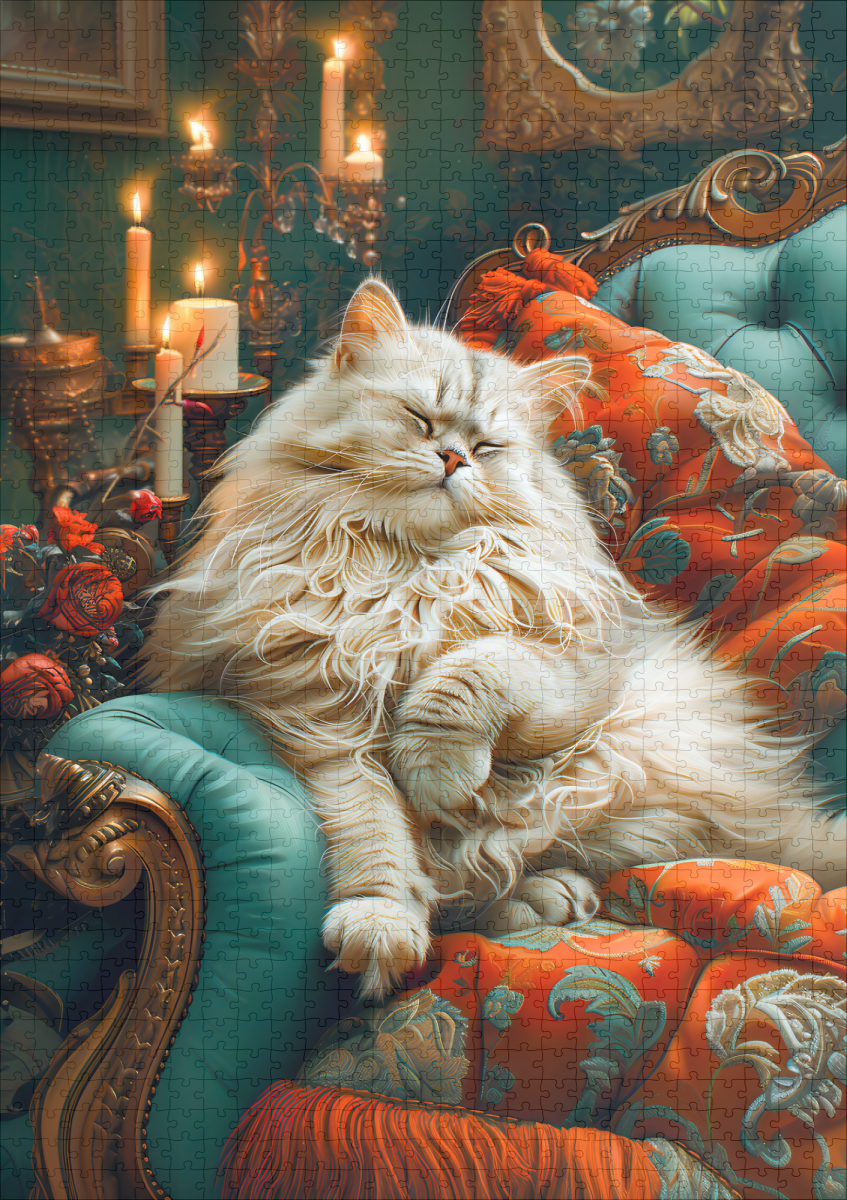 raxxa Premium-Puzzle: Cozy Cat Napping in Comfortable Setting - immagine 2