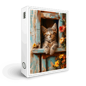 raxxa Premium-Puzzle: Cozy Cat Napping in Comfortable Setting