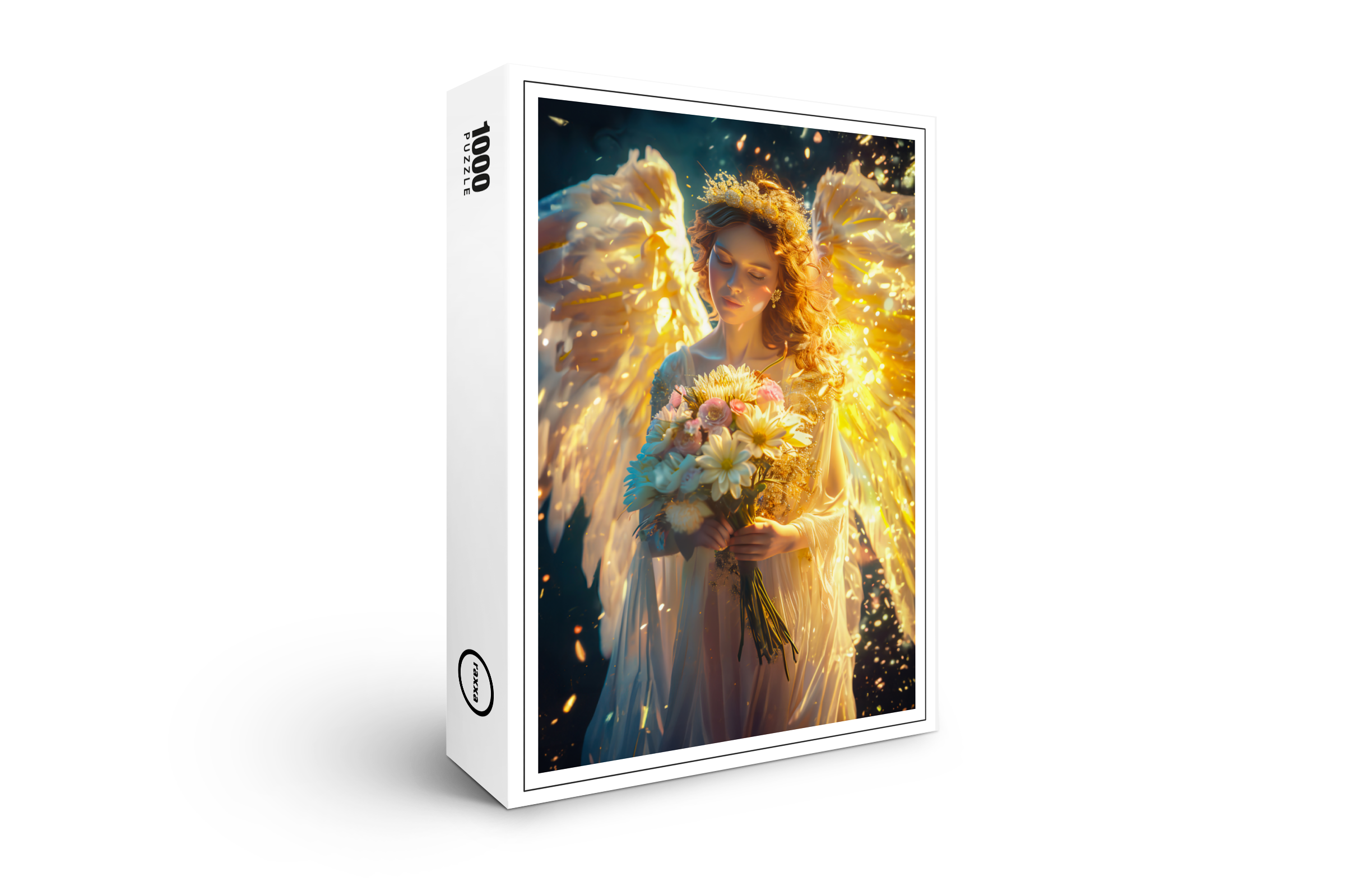 raxxa Premium-Puzzle: Heavenly Serenity Female Angel with with a Bouquet