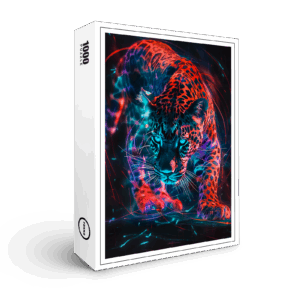 raxxa Premium-Puzzle: Reddish Neon Leopard Cosmic Light