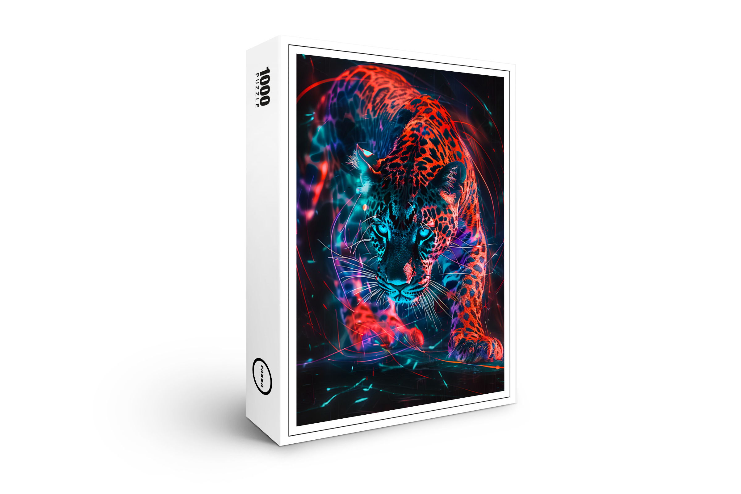raxxa Premium-Puzzle: Reddish Neon Leopard Cosmic Light