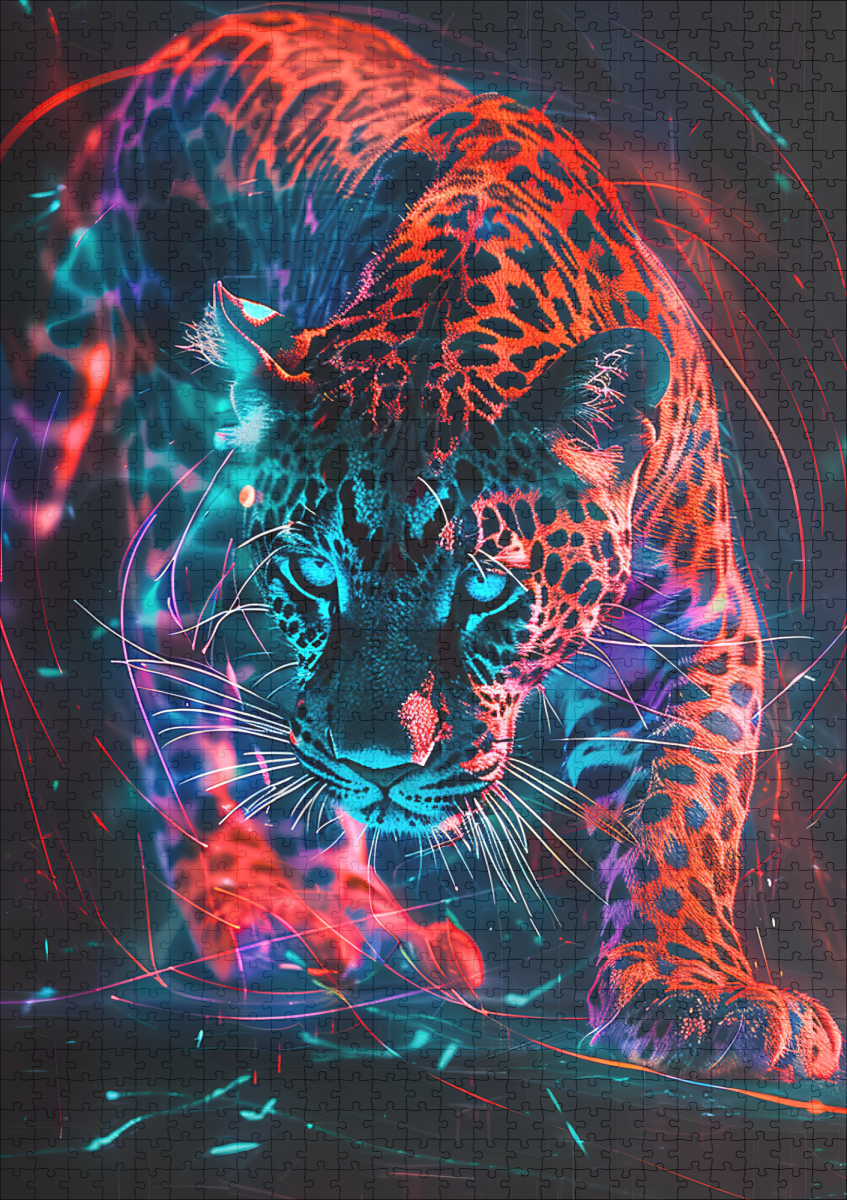 raxxa Premium-Puzzle: Reddish Neon Leopard Cosmic Light - immagine 2