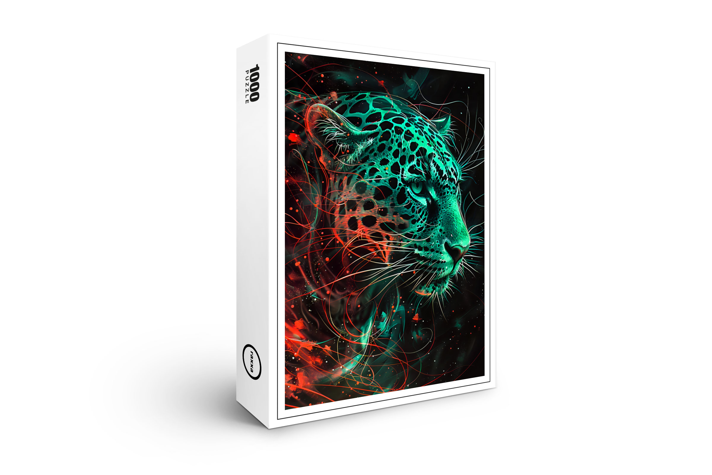 raxxa Premium-Puzzle: Greenish Red Neon Leopard Light