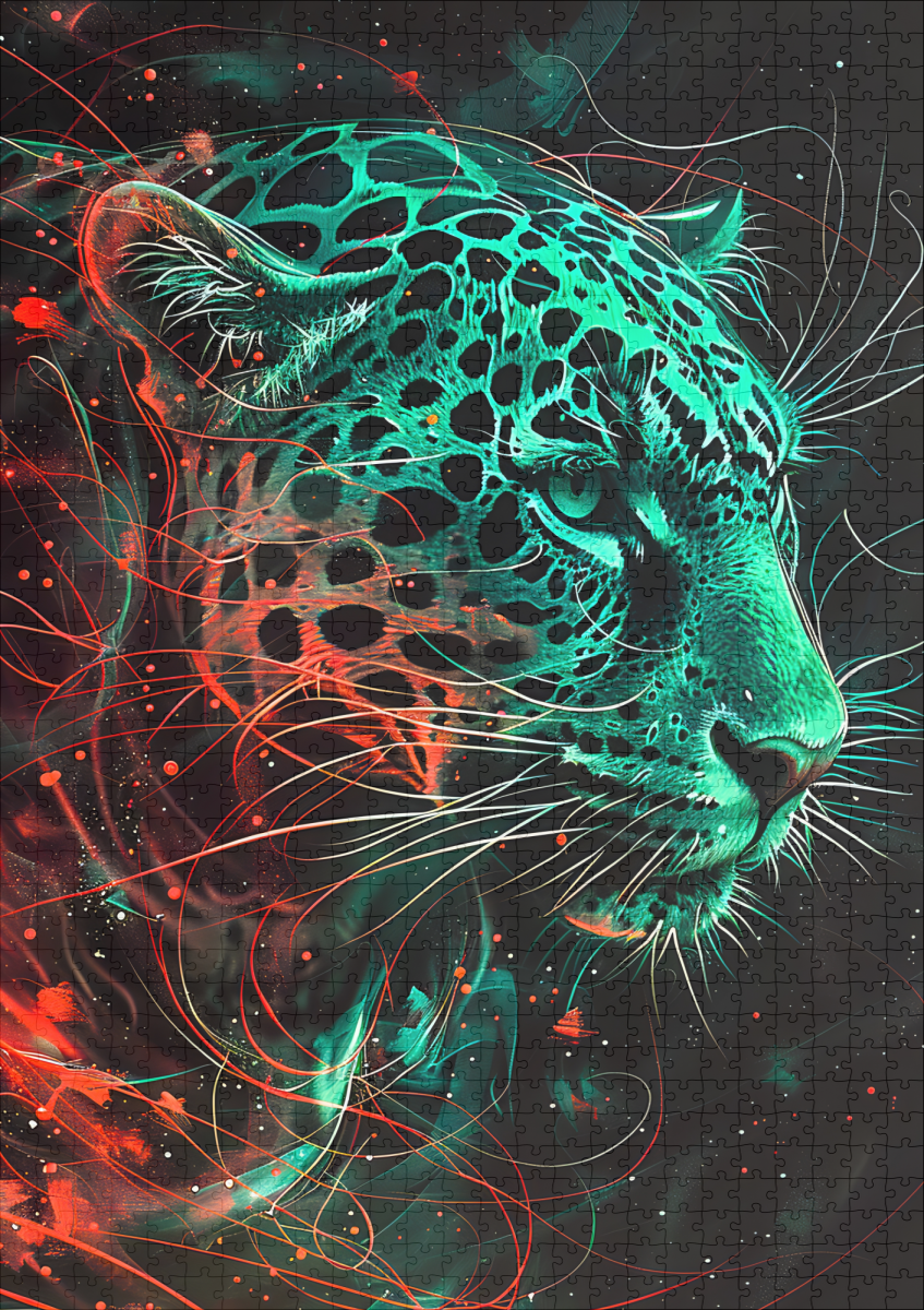 raxxa Premium-Puzzle: Greenish Red Neon Leopard Light - immagine 2