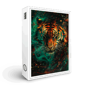 raxxa Premium-Puzzle: Cosmic Neon Green Tiger Light Trails