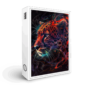 raxxa Premium-Puzzle: Reddish Neon Cheetah Cosmic Glow