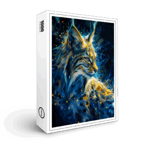 raxxa Premium-Puzzle: Blue Yellowish Neon Lynx Light Trails