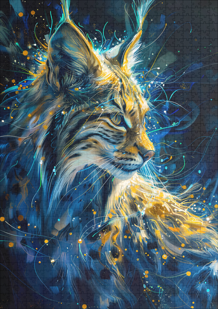 raxxa Premium-Puzzle: Blue Yellowish Neon Lynx Light Trails - Imagen 2