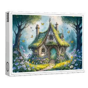raxxa Premium-Puzzle: Charming Cottage with Crocus Blooms