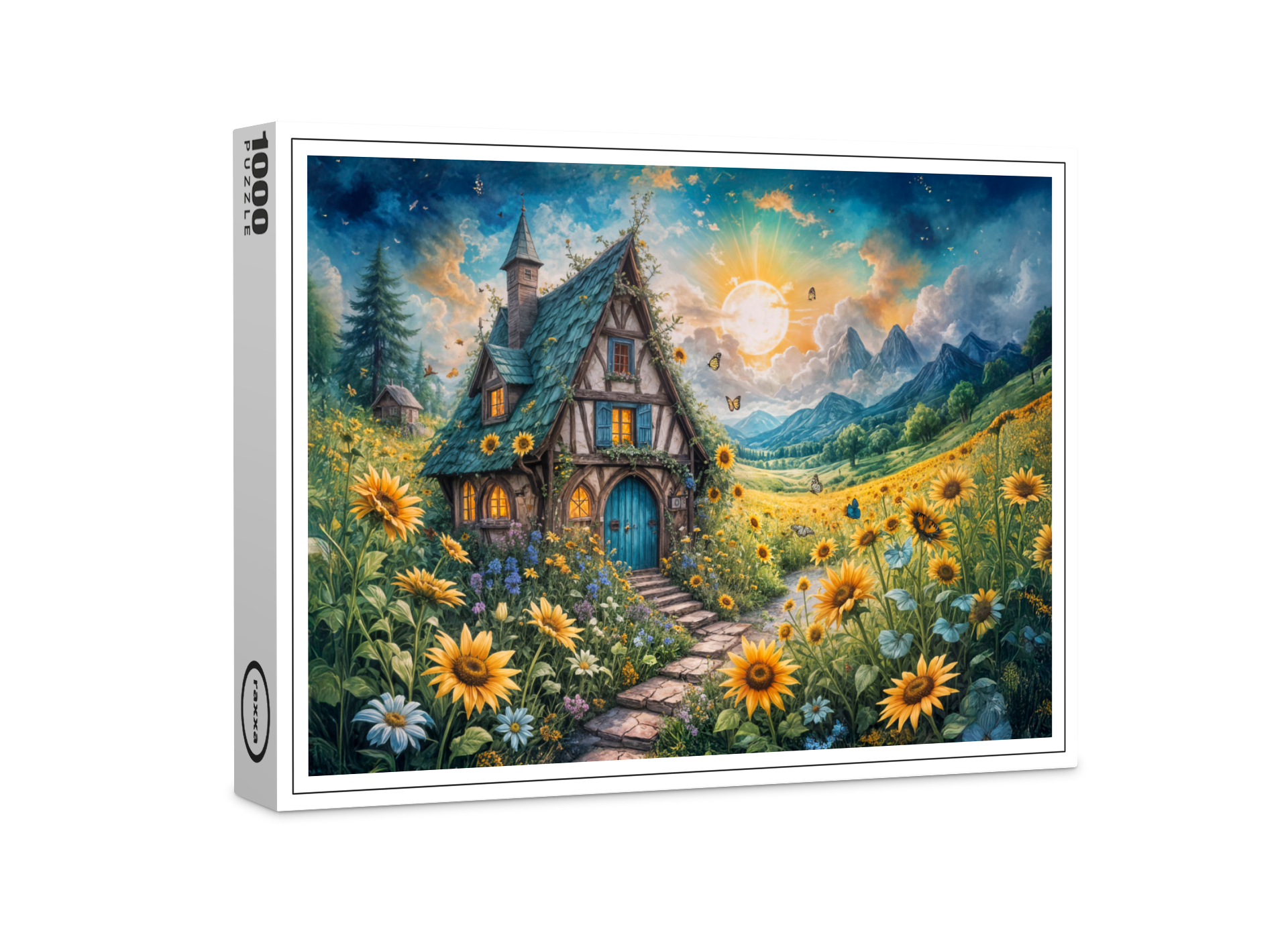 raxxa Premium-Puzzle: Magical Cottage with Sunflower Field