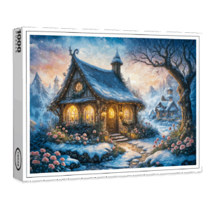 raxxa Premium-Puzzle: Charming Winter Cottage with Festive Lights