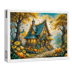 raxxa Premium-Puzzle: Enchanting Autumn Cottage with Pumpkins