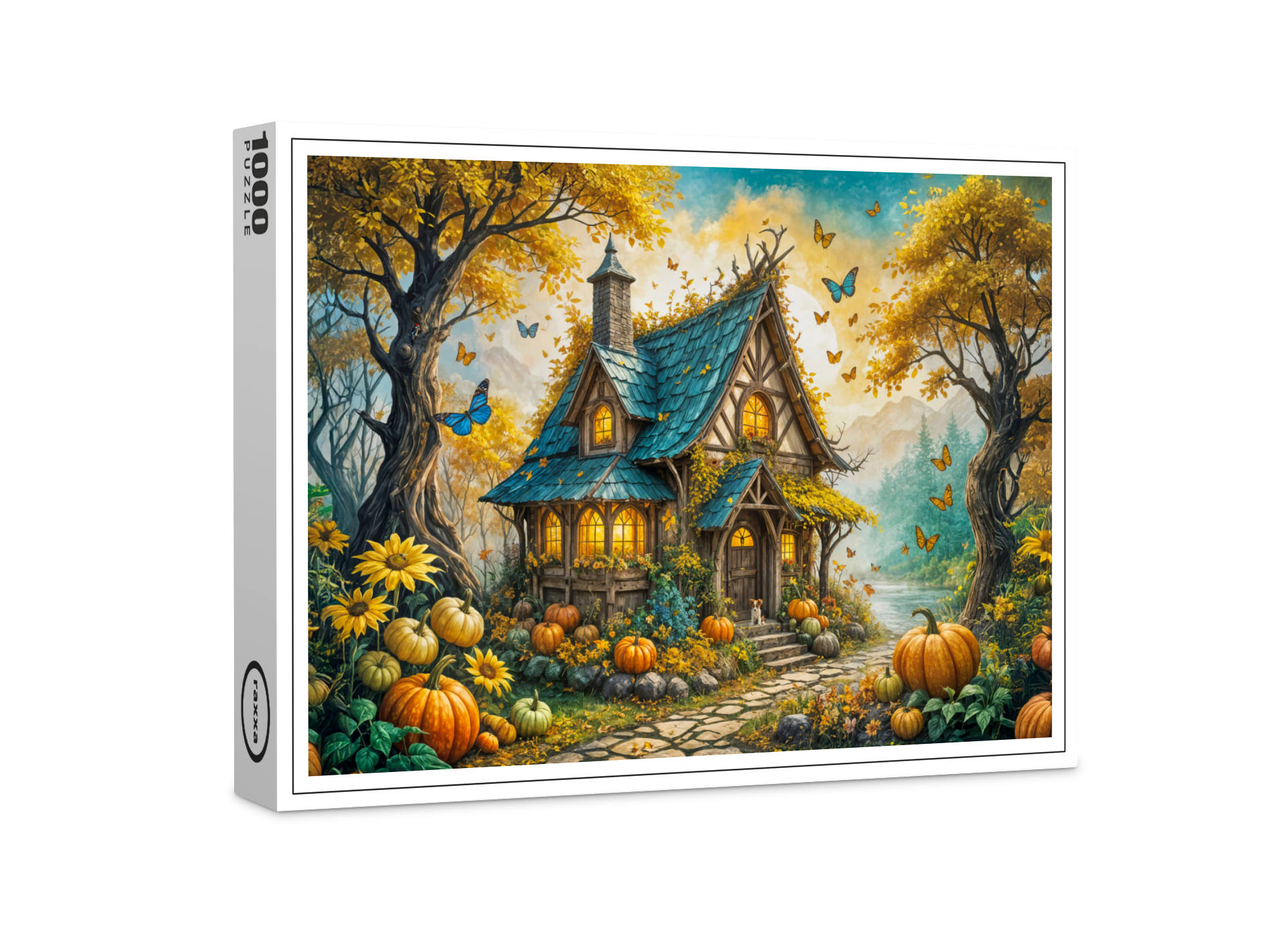 raxxa Premium-Puzzle: Enchanting Autumn Cottage with Pumpkins