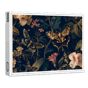 raxxa Premium-Puzzle: Wiener Nachtpfauenauge Among Geraniums Garden Illustration