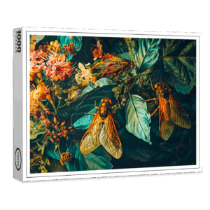 raxxa Premium-Puzzle: Cicadas on Ghost Plant Garden Illustration
