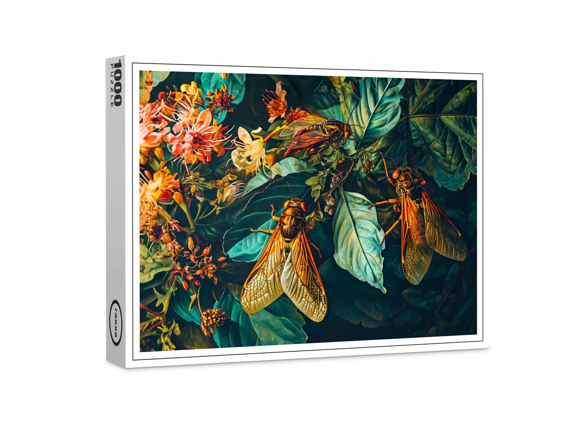 raxxa Premium-Puzzle: Cicadas on Ghost Plant Garden Illustration