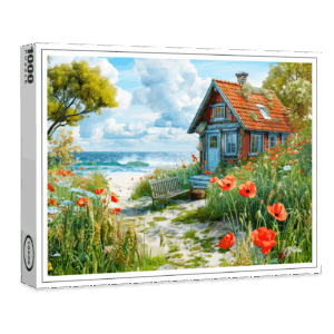 raxxa Premium-Puzzle: Beach Cottage with Dunes and Poppies