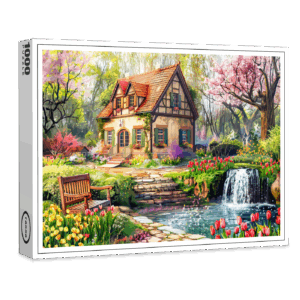 raxxa Premium-Puzzle: Spring Cottage with Blooming Tulips