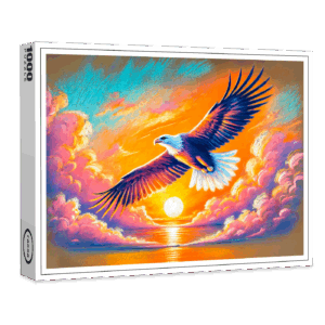 raxxa Premium-Puzzle: Eagle Flying at Sunset Pastel Chalk Drawing