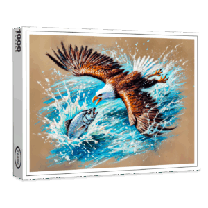 raxxa Premium-Puzzle: Eagle Flying Over River Hunting for Salmon Pastel Chalk Drawing