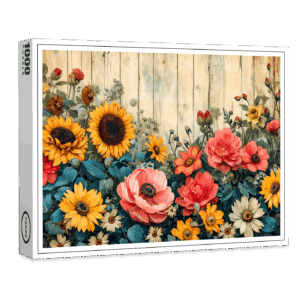 raxxa Premium-Puzzle: Sunflowers and Poppies in Rustic Garden Style