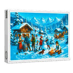 raxxa Premium-Puzzle: Winter Fun in Alpine Village