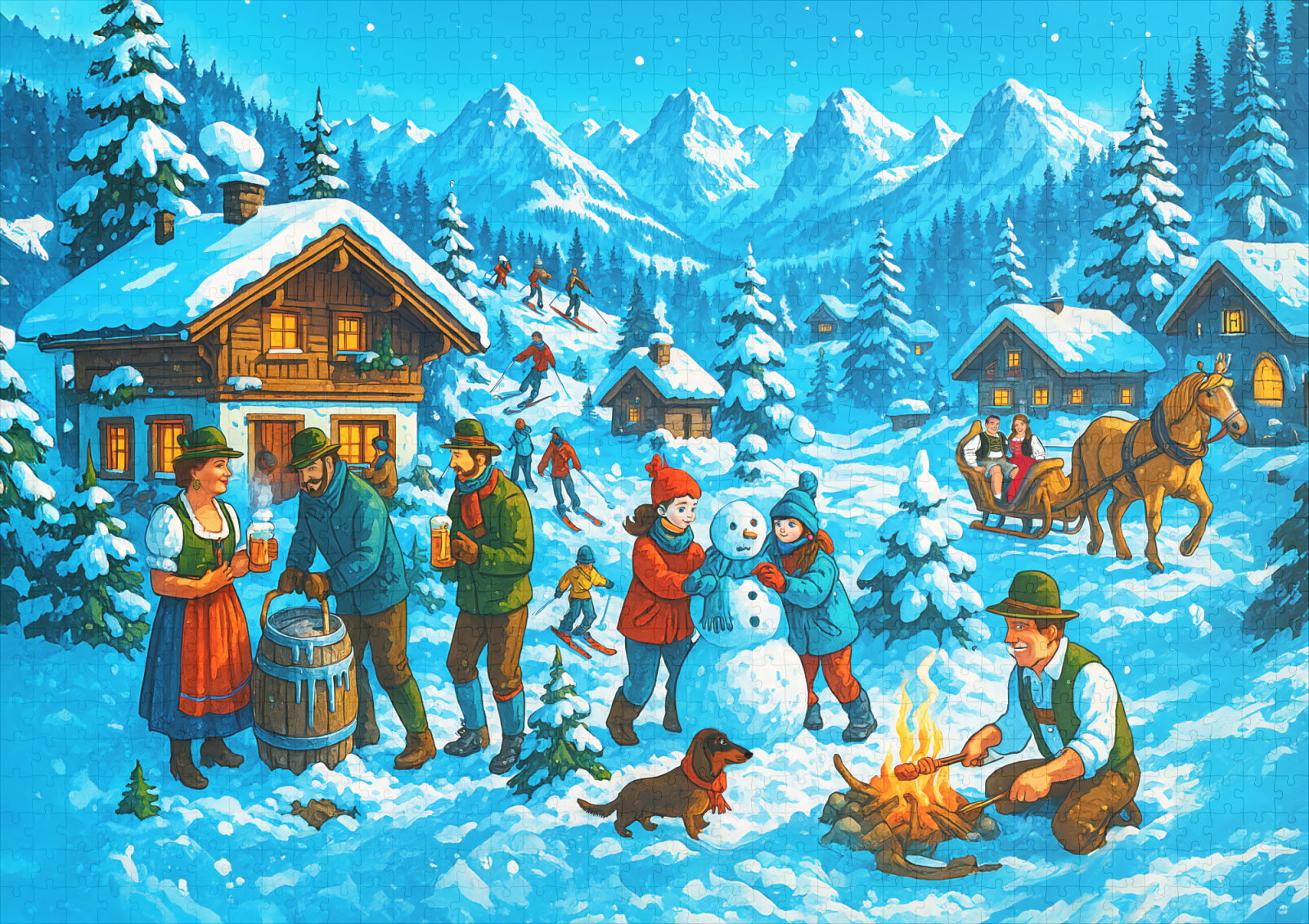 raxxa Premium-Puzzle: Winter Fun in Alpine Village – Image 2