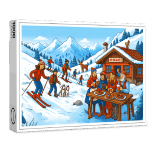 raxxa Premium-Puzzle: Cabin Magic with Skiing