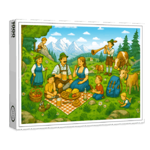 raxxa Premium-Puzzle: Picnic on Alpine Meadow