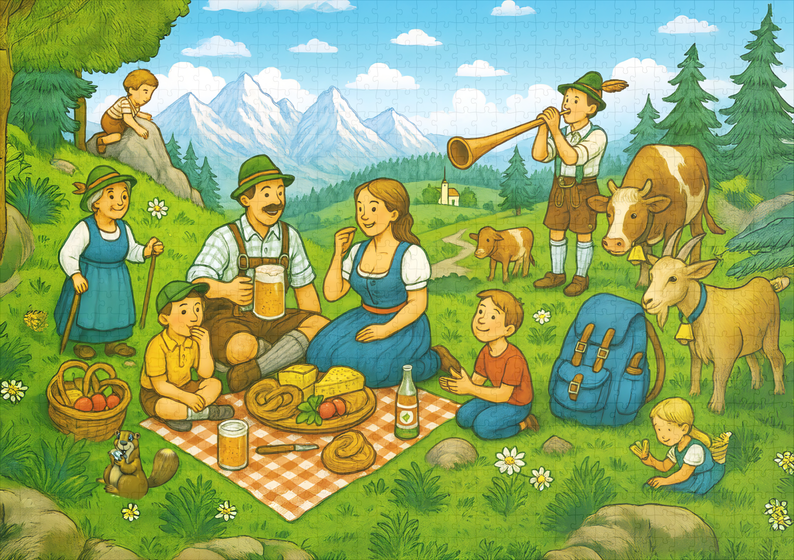raxxa Premium-Puzzle: Picnic on Alpine Meadow - Image 2