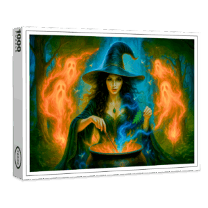 raxxa Premium-Puzzle: Forest witch summoning glowing spirits