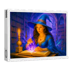 raxxa Premium-Puzzle: Witch reading spellbook with glowing crystal