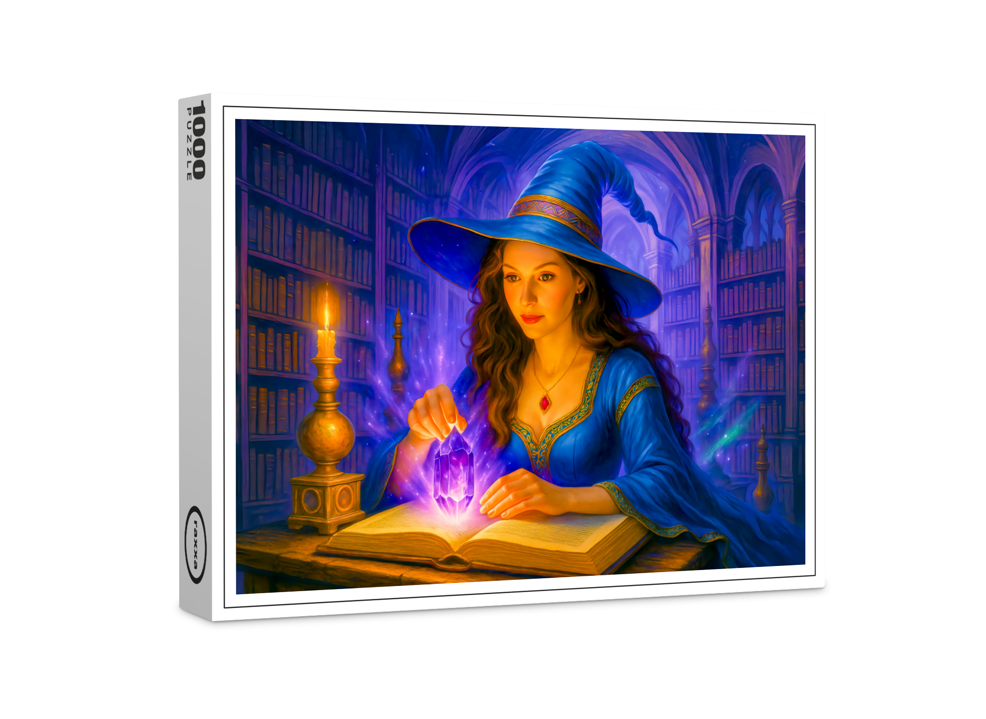 raxxa Premium-Puzzle: Witch reading spellbook with glowing crystal