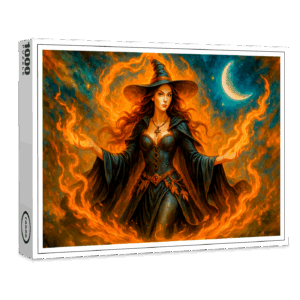 raxxa Premium-Puzzle: Forest witch summoning glowing spirits