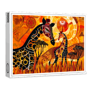 raxxa Premium-Puzzle: African giraffes and sun in tribal style