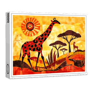 raxxa Premium-Puzzle: African giraffe with geometric tribal design