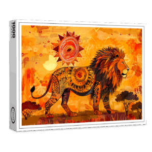 raxxa Premium-Puzzle: African lion portrait in tribal style