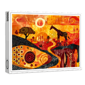 raxxa Premium-Puzzle: African giraffes in tribal painting style