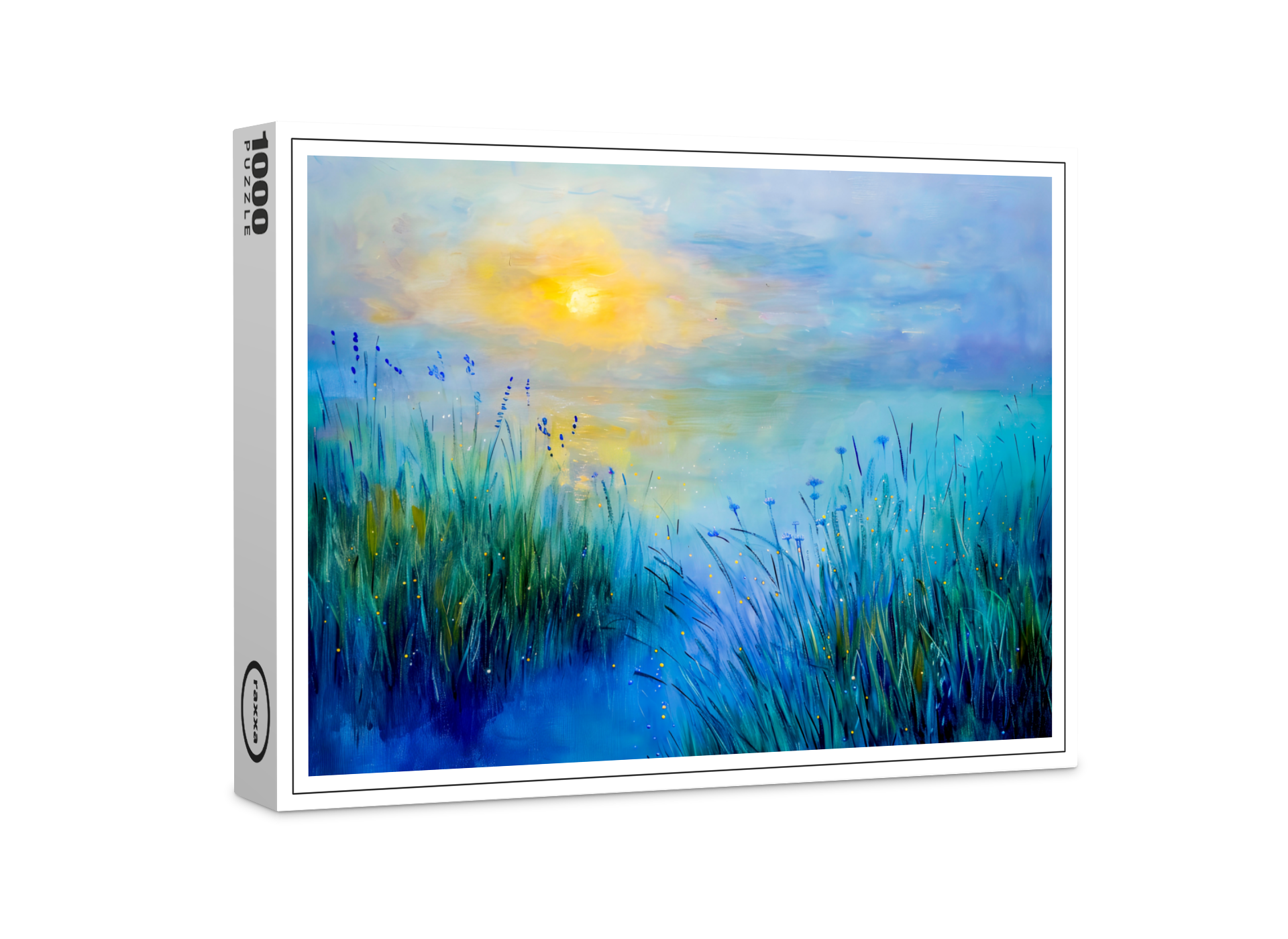 raxxa Premium-Puzzle: Blue Grasslands at Sunrise at morning